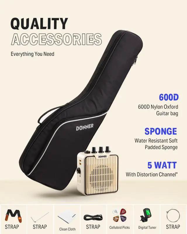 Alt view image 7 of 7 - 30 Inch Kids Electric Guitar Beginner Kit TL Style Mini Electric Guitar for Kids with Amp, 600D Bag, Tuner, Picks, Cable, Strap and Extra Strings, DTJ-100S, Sunburst