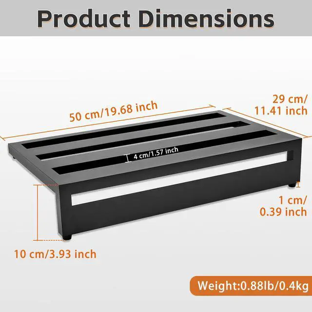 Alt view image 2 of 7 - Guitar Pedal Board Aluminum Alloy pedalboards 19.7x11.4x3.93" | Black Effects PedalBoard with 4 Pcs 6 Inch Guitar Pedal Cable, Carrying Bag, Adhesive Hookside Tape