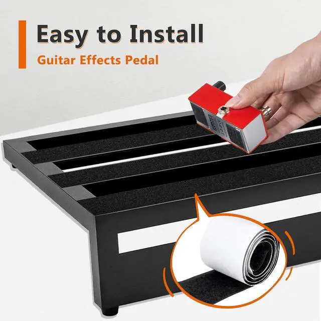 Alt view image 4 of 7 - Guitar Pedal Board Aluminum Alloy pedalboards 19.7x11.4x3.93" | Black Effects PedalBoard with 4 Pcs 6 Inch Guitar Pedal Cable, Carrying Bag, Adhesive Hookside Tape