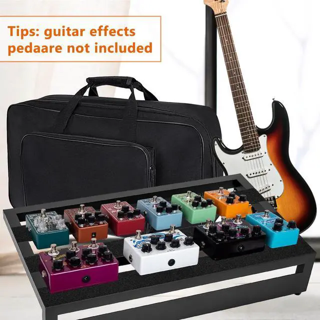 Alt view image 5 of 7 - Guitar Pedal Board Aluminum Alloy pedalboards 19.7x11.4x3.93" | Black Effects PedalBoard with 4 Pcs 6 Inch Guitar Pedal Cable, Carrying Bag, Adhesive Hookside Tape