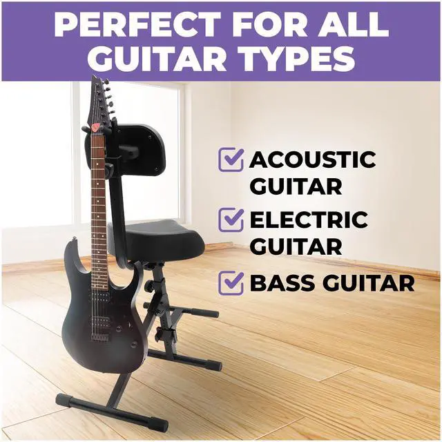 Alt view image 3 of 6 - Guitar Stool, Adjustable Piano Stool - Professional Musician Drum Throne with Backrest - Guitar Seat Drum Seat, Musician Stool, Chair, Guitar Chair for Adults, Kids, Drummer, Guitarist