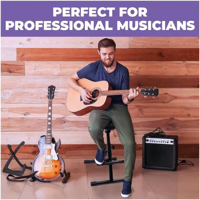 Alt view image 6 of 6 - Guitar Stool, Adjustable Piano Stool - Professional Musician Drum Throne with Backrest - Guitar Seat Drum Seat, Musician Stool, Chair, Guitar Chair for Adults, Kids, Drummer, Guitarist
