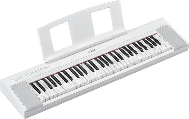 Alt view image 6 of 7 - Piaggero 61-Key Ultra-Portable Digital Piano, Touch Sensitive Keys, Metronome, Recording Function, White NP15WH
