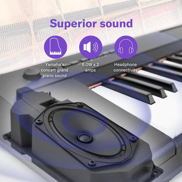 Alt view image 5 of 7 - Piaggero 61-Key Ultra-Portable Digital Piano, Touch Sensitive Keys, Metronome, Recording Function, White NP15WH