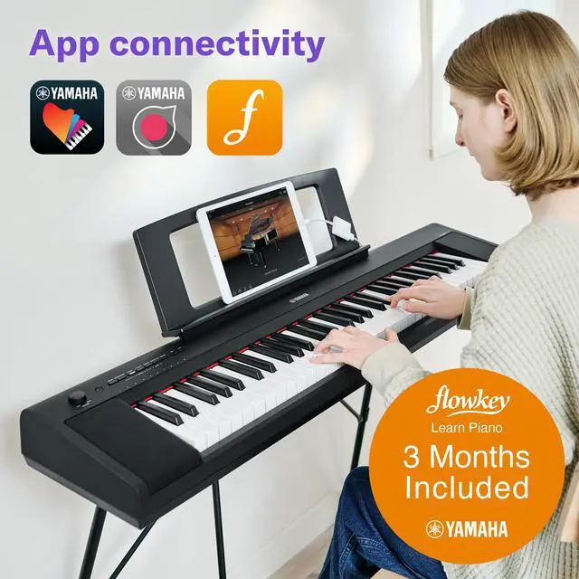 Alt view image 6 of 7 - Piaggero 61-Key Ultra-Portable Digital Piano, Touch Sensitive Keys, Metronome, Recording Function, Black NP15B