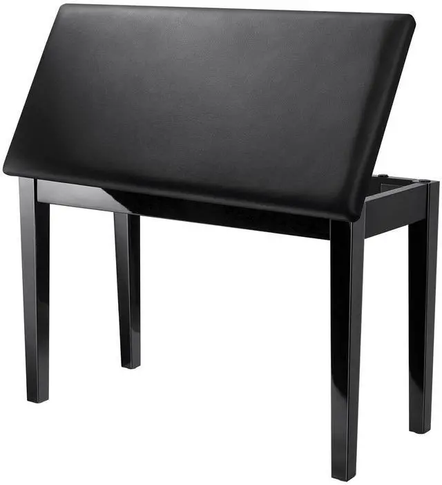 Main image of Duet Piano Bench with Storage, Solid Wooden Keyboard Bench Piano Bookcase Stool Chair Seat with High-Density Sponges Padded Cushion, Black