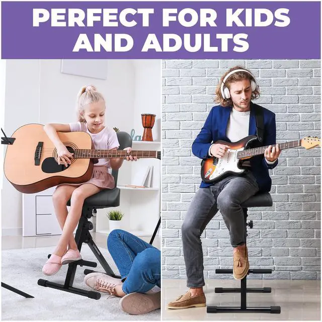 Alt view image 6 of 6 - Guitar Stool Adjustable Stool - Standard Musician Drum Throne with Backrest - Guitar Seat Drum Seat, Musician Chair, Chair for Adults, Kids, Drummer and Guitarist