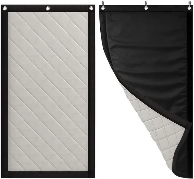 Main image of Soundproof Curtain 82.6" x 47.2", Heavy Duty Sound Dampening Curtain with Grommets & Wall Hooks, Multi-Layer Acoustic Curtain for Noise Reduction & Light Blocking, Black, Single Curtain