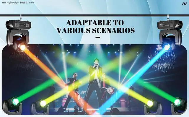Alt view image 5 of 7 - 120W Moving Head Beam Light, DMX512 Stage Lighting | 18-Facet Prism, 8 Gobos & 8 Colors, Sound Activated, LED Beam Effect for Weddings, Clubs, Bars, Parties and Stage Shows