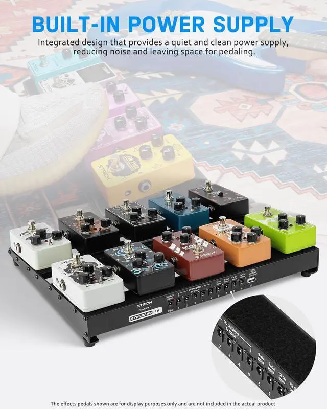 Alt view image 2 of 7 - Pedal Board with Built-in Power Supply, Guitar Pedalboard 15" x 11" 2.17LB Lightweight Aluminum Alloy with Pedal Cables, Bag, Hook Loop Strips STANDARD 15