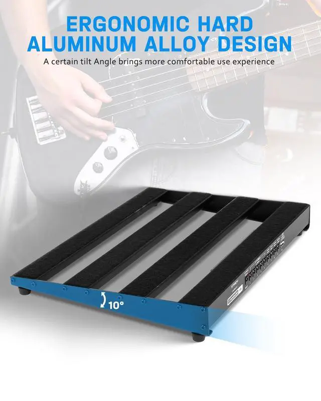 Alt view image 4 of 7 - Pedal Board with Built-in Power Supply, Guitar Pedalboard 15" x 11" 2.17LB Lightweight Aluminum Alloy with Pedal Cables, Bag, Hook Loop Strips STANDARD 15