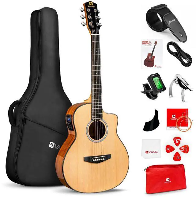 Main image of Electric Acoustic Guitar 3/4 Size - 36 Inch Acoustic Electric Guitar Cutaway Acustica Guitarra Bundle for Beginners and Students, Spruce Top, Guitarra Electro Acustica by