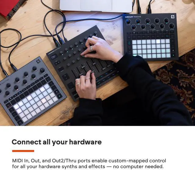 Alt view image 5 of 7 - Launch Control XL 3 USB MIDI Control Surface | USB, 24 Endless Encoders, 8 Faders, 16 Assignable Buttons, Transport Control, OLED Display, 5-Pin MIDI I/O, 15 Custom Modes