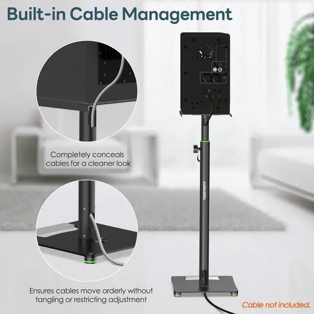 Alt view image 3 of 7 - Pair Studio Monitor Stands 31"-50" Floor Monitor Speaker Stands | Adjustable Height, Cable Management, Heavy Duty, Flat Base