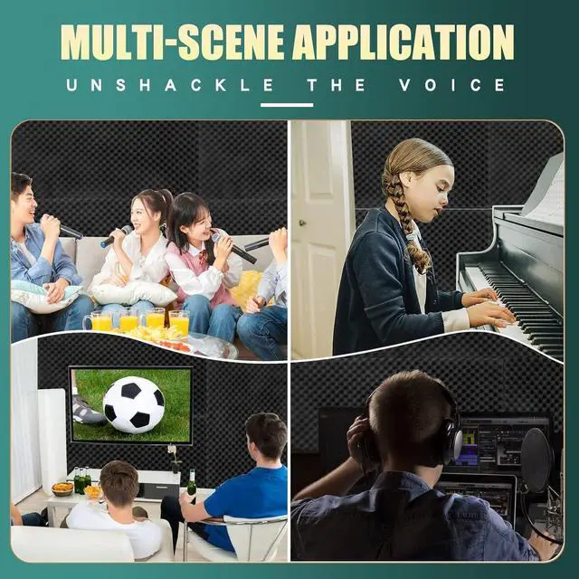 Alt view image 4 of 7 - 8 Pack Acoustic Panels, 48x24x2 Egg Crate Soundproof Foam Wall Panels High Density Studio Foam for Echo Absorption Home Office (Black 8 Pack, 48x24x2)