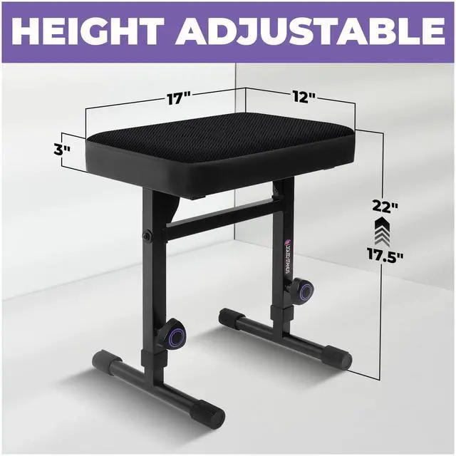 Alt view image 2 of 6 - Piano Bench Adjustable Stool Music Keyboard Bench Seat for Piano Keyboard Stand with Black Padded Cushion for Musicians Piano Stool Chair (Mesh Fabric)