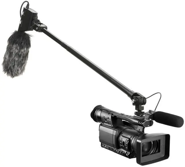 Main image of ZJ08 Extendable Cold Shoe Mic Arm Pole with Built-in 3.5mm Audio Cable, 3 Section Aluminum Microphone Boom Pole for Cold Shoe Microphones, Angle Length Adjustable, 1KG Max Load
