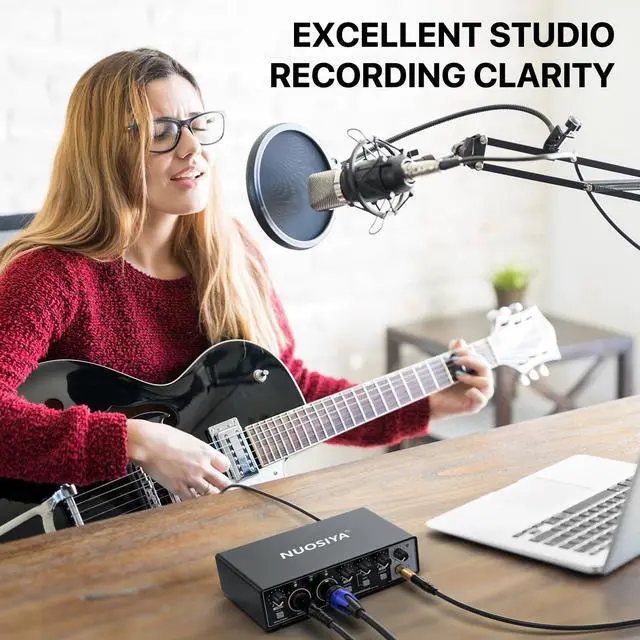Alt view image 2 of 7 - USB Audio Interface for PC Computer Recording Music, Guitar Audio Interface for Mac 24 Bit/192kHz Podcasting Streaming for Vocalist Producer with 48V Phantom Power