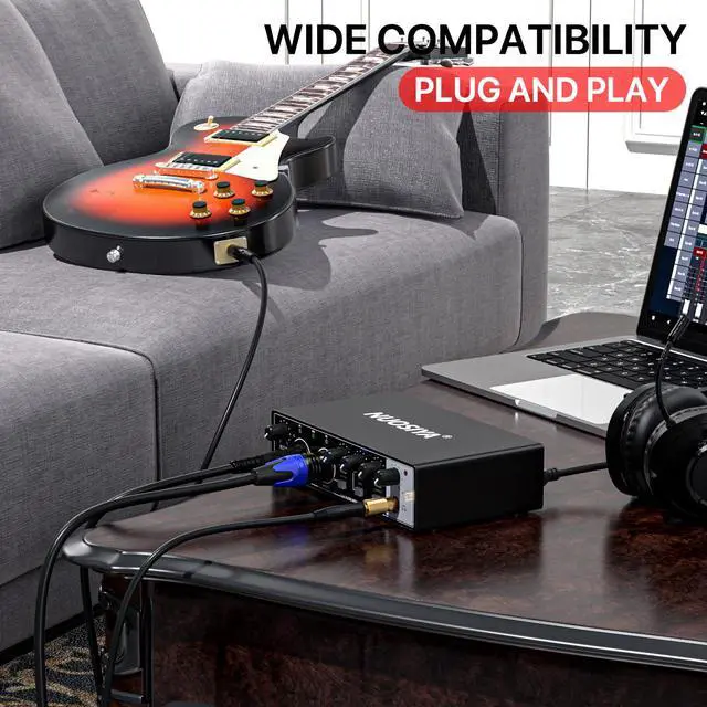 Alt view image 4 of 7 - USB Audio Interface for PC Computer Recording Music, Guitar Audio Interface for Mac 24 Bit/192kHz Podcasting Streaming for Vocalist Producer with 48V Phantom Power