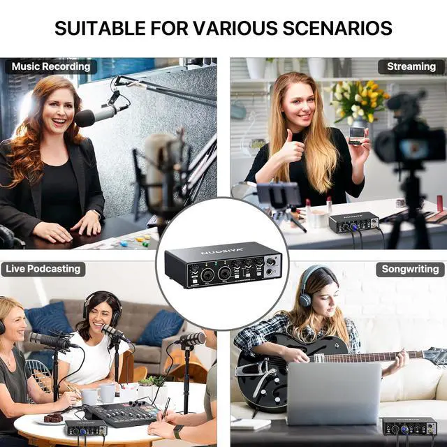 Alt view image 6 of 7 - USB Audio Interface for PC Computer Recording Music, Guitar Audio Interface for Mac 24 Bit/192kHz Podcasting Streaming for Vocalist Producer with 48V Phantom Power