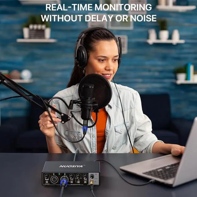Alt view image 7 of 7 - USB Audio Interface for PC Computer Recording Music, Guitar Audio Interface for Mac 24 Bit/192kHz Podcasting Streaming for Vocalist Producer with 48V Phantom Power
