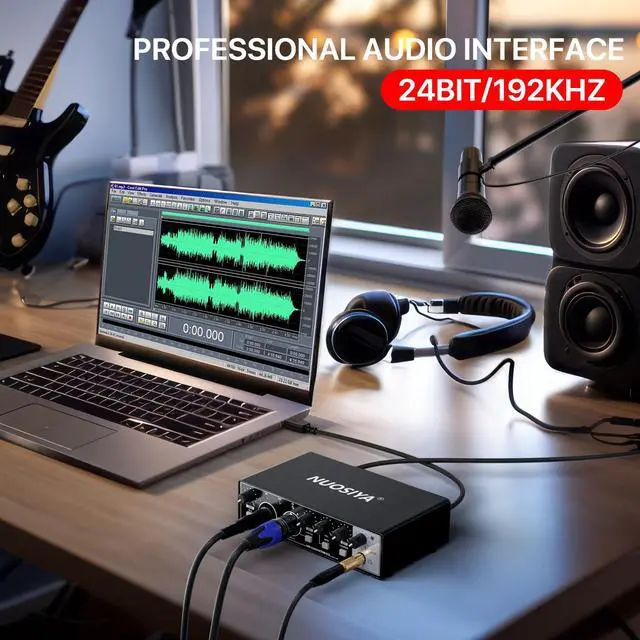 Alt view image 5 of 7 - USB Audio Interface for PC Computer Recording Music, Guitar Audio Interface for Mac 24 Bit/192kHz Podcasting Streaming for Vocalist Producer with 48V Phantom Power