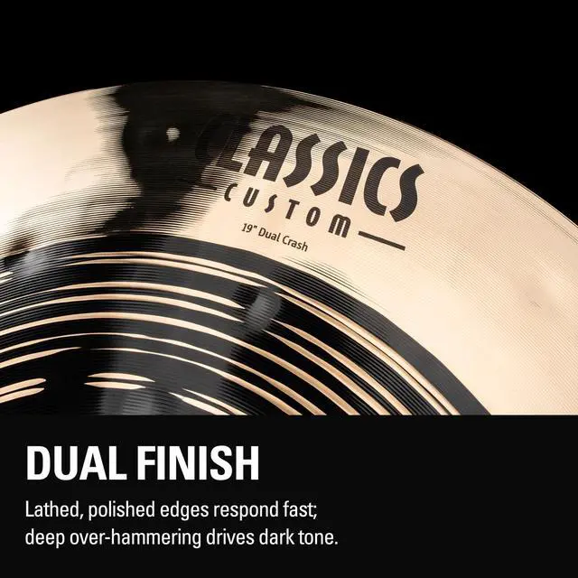 Alt view image 3 of 7 - Meinl Cymbals Classics Custom Dual 19" Crash MADE IN GERMANY | Cymbal for Drum Set, B12 Bronze