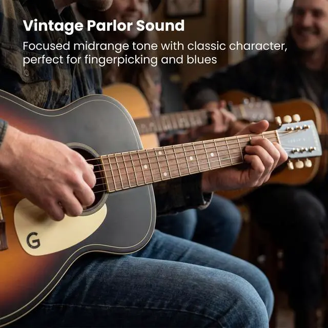 Alt view image 7 of 7 - Jim Dandy Parlor Acoustic Guitar - Rex Burst