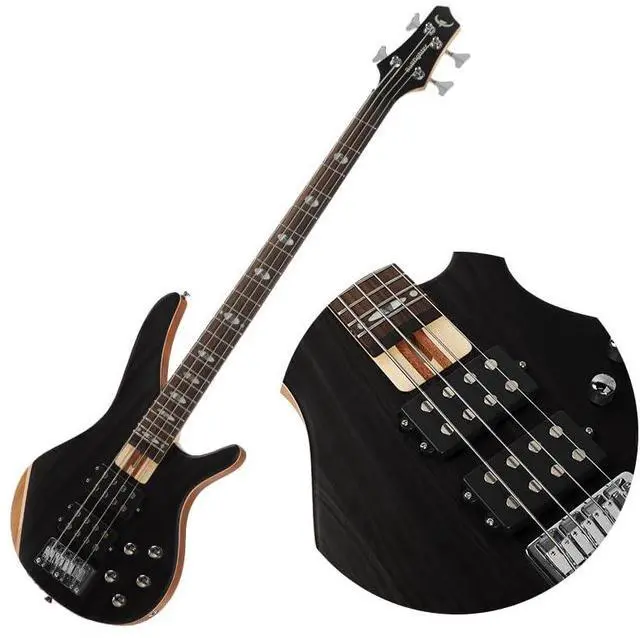 Main image of Bullfighter 4-String Electric Bass Guitar, Professional Natural Wood Bass Guitar with Natural Matte Finish, Simple Unpainted Aesthetic DB