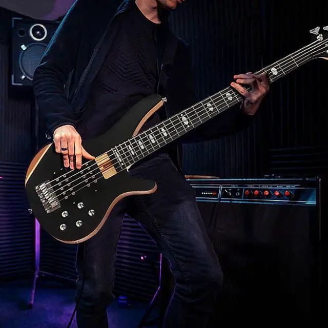 Alt view image 4 of 7 - Bullfighter 5-String Electric Bass Guitar, Professional Natural Wood Bass Guitar with Natural Matte Finish, Simple Unpainted Aesthetic DB