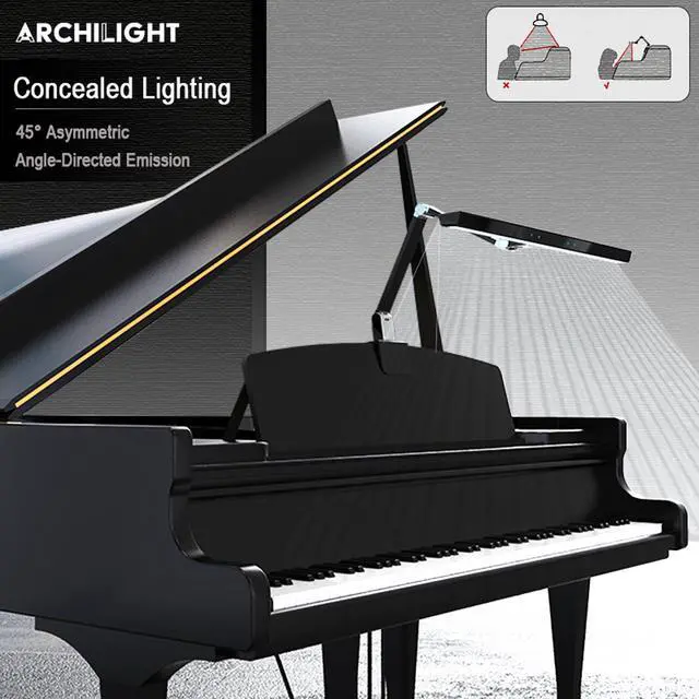 Alt view image 4 of 7 - Stella-Pro Piano Light Double Arm Clip On: Professional Design, Asymmetric, Anti-Glare Lighting,Light Sensor,3000K~6500K CCT Adjustable, Dimmable, 12W LED Eye Protection