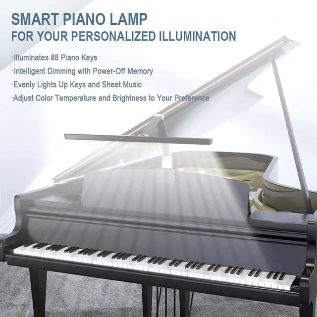 Alt view image 6 of 7 - Stella-Pro Piano Light Double Arm Clip On: Professional Design, Asymmetric, Anti-Glare Lighting,Light Sensor,3000K~6500K CCT Adjustable, Dimmable, 12W LED Eye Protection