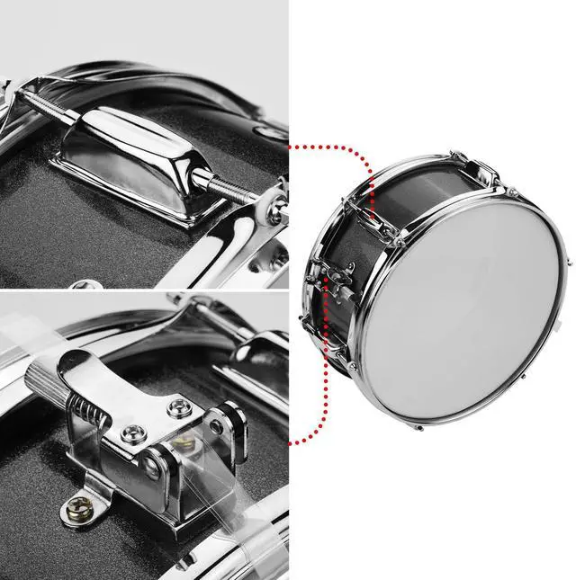 Alt view image 2 of 7 - 12inch Snare Drum with Drumsticks Shoulder Strap Drum Key, Percussion Instrument for Students Beginners, Portable Marching Snare Drum Set (Black)
