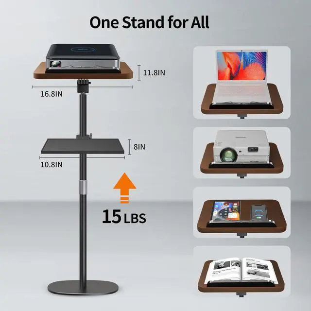 Alt view image 4 of 6 - 2-in-1 Wooden Music Stand, Floor & Tabletop Sheet Music Stand with Tray | Music Stand for Sheet Music 16.5"-51" Adjustable Height & Tilting Angle, Ideal for Violin, Guitar & Classroom (Walnut Effect)
