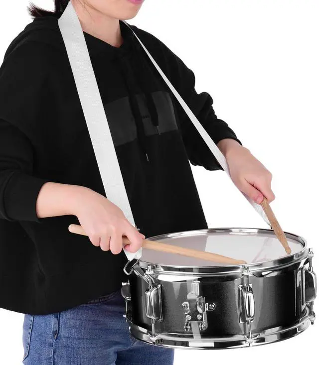 Alt view image 5 of 7 - 12inch Snare Drum with Drumsticks Shoulder Strap Drum Key, Percussion Instrument for Students Beginners, Portable Marching Snare Drum Set (Black)