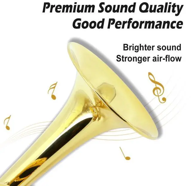 Alt view image 4 of 7 - Bb Standard Trumpet Set for Beginners or students trumpet instrument with Carrying Hard Case 7C Mouthpiece Cleaning Cloth Gloves