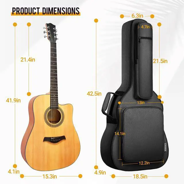 Alt view image 2 of 6 - Acoustic Guitar Case Soft Padded Guitar Bag 0.7 In Thick Sponge Reinforced Gig Bag with 5 Pockets,Neck Cradle,Back Hanger Loop for 39 40 41 In Acoustic Classical Guitars CY0244