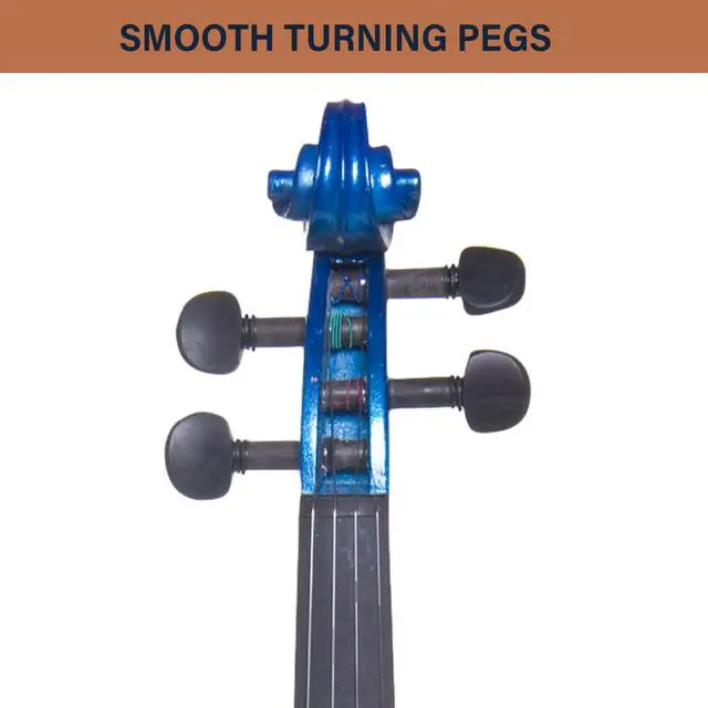 Alt view image 3 of 7 - 4/4 Electric Silent Violin Set, Solid Maple, Ebony Fittings, Blue