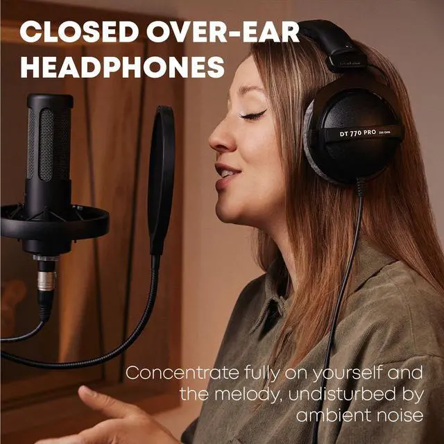 Alt view image 6 of 7 - DT 770 Pro Studio Headphones (32 Ohm, Grey) | Closed Back, Over Ear, Wired Professional Headphones, Mobile Recording, Podcast, Gaming, Limited Edition Gray Velour Ear Pads