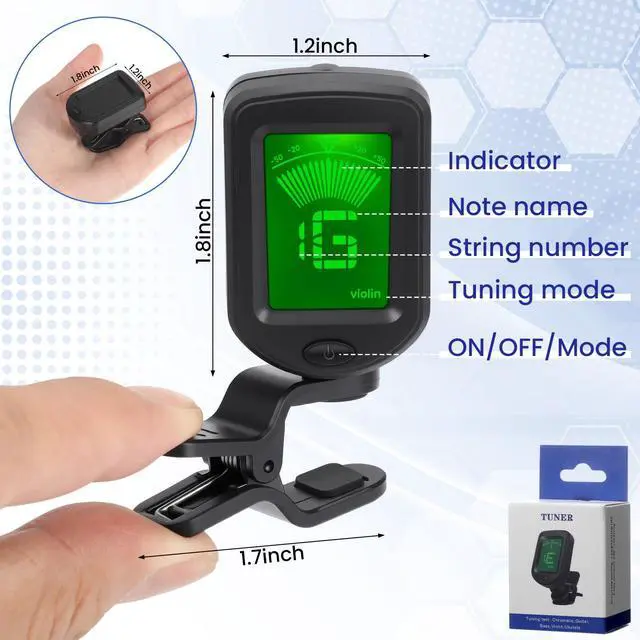 Alt view image 2 of 7 - 50 Pcs Guitar Tuner, Clip on Tuner with Chromatic Modes, Digital Electronic Clear LCD Display, 360 Degree Rotation for Acoustic/electric Guitar, Ukulele, Bass, Violin, Banjo, Mandolin