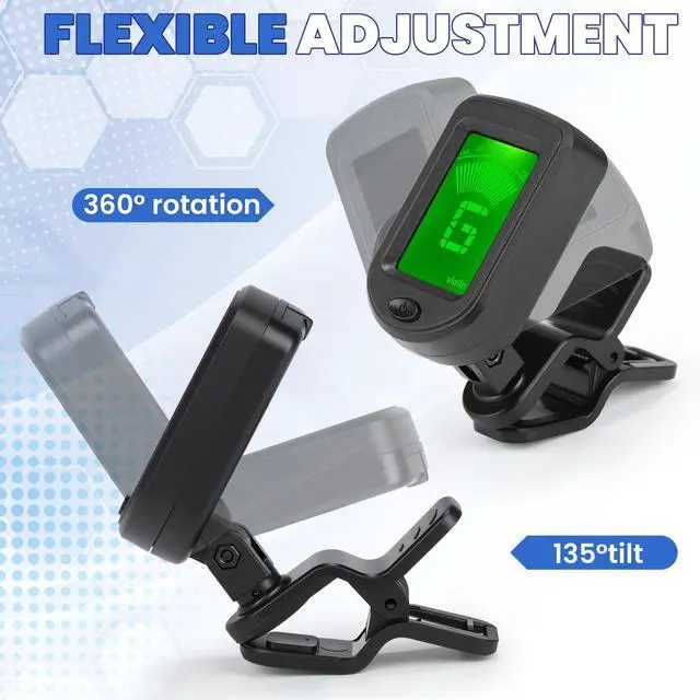 Alt view image 5 of 7 - 50 Pcs Guitar Tuner, Clip on Tuner with Chromatic Modes, Digital Electronic Clear LCD Display, 360 Degree Rotation for Acoustic/electric Guitar, Ukulele, Bass, Violin, Banjo, Mandolin