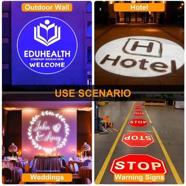 Alt view image 3 of 7 - 110W GOBO Projector IP67 Waterproof Ultra Bright LED Logo Light | Free custom GOBO lens, remote control, IP67 aluminum housing, for storefronts weddings bars stage events, indoor/outdoor use