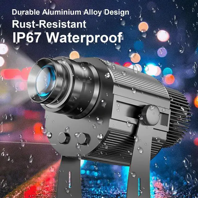 Alt view image 5 of 7 - 110W GOBO Projector IP67 Waterproof Ultra Bright LED Logo Light | Free custom GOBO lens, remote control, IP67 aluminum housing, for storefronts weddings bars stage events, indoor/outdoor use