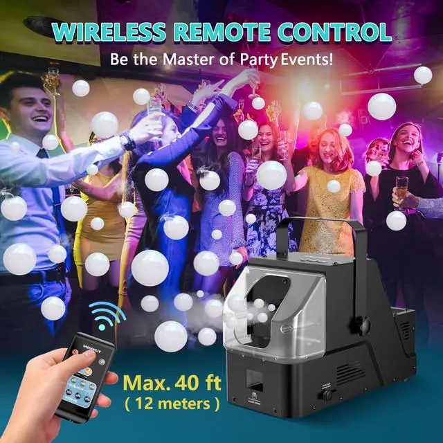 Alt view image 3 of 7 - Fog Bubble Machine, 3-in-1 Smoke Bubble Machine w/Remote Control | 450W Power, Metal Housing, Colorful Bubbles | Fog Bubbles | Continuous Fog for Stage Wedding Photography Holiday Party