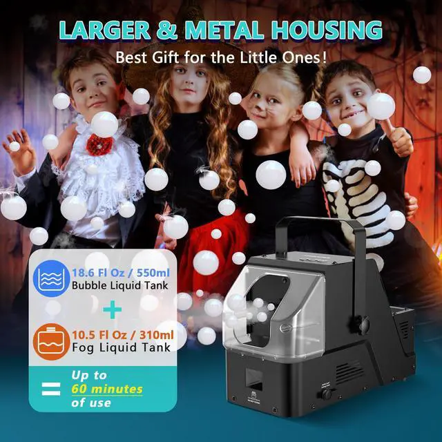 Alt view image 4 of 7 - Fog Bubble Machine, 3-in-1 Smoke Bubble Machine w/Remote Control | 450W Power, Metal Housing, Colorful Bubbles | Fog Bubbles | Continuous Fog for Stage Wedding Photography Holiday Party