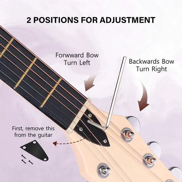 Alt view image 4 of 7 - Acoustic Guitar Kits for Beginners Adults - 38" Steel-String Guitars Bundle with Online Lesson Wooden Bowl Guitarra Starter Set Package with Bag, Strap, Picks, Capos, Kazoo, Purple