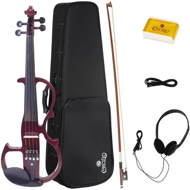Main image of 4/4 Full Size Electric Violin, Solid Maple with Ebony Fittings, Red