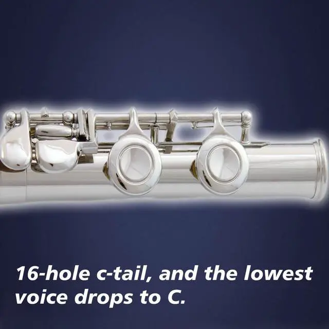 Alt view image 3 of 6 - flute 16-hole closed-hole C-tone nickel-plated, beginner to play graded flute, with box and cleaning kit