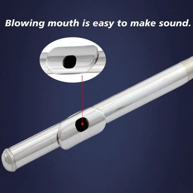Alt view image 4 of 6 - flute 16-hole closed-hole C-tone nickel-plated, beginner to play graded flute, with box and cleaning kit