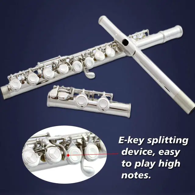 Alt view image 5 of 6 - flute 16-hole closed-hole C-tone nickel-plated, beginner to play graded flute, with box and cleaning kit